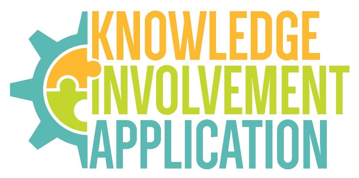 A cog next to the words: knowledge, involvement, and application.